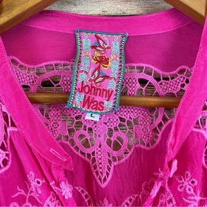 💕Johnny Was Embroidered Eyelet Tie Front Top Size Large